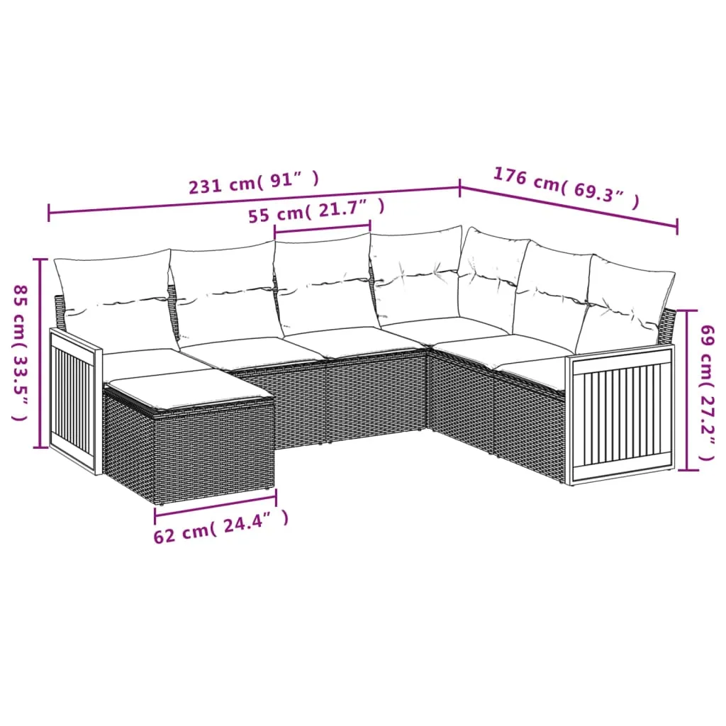 Garten-Sofagarnitur -K-7308 ( 7-tlg )