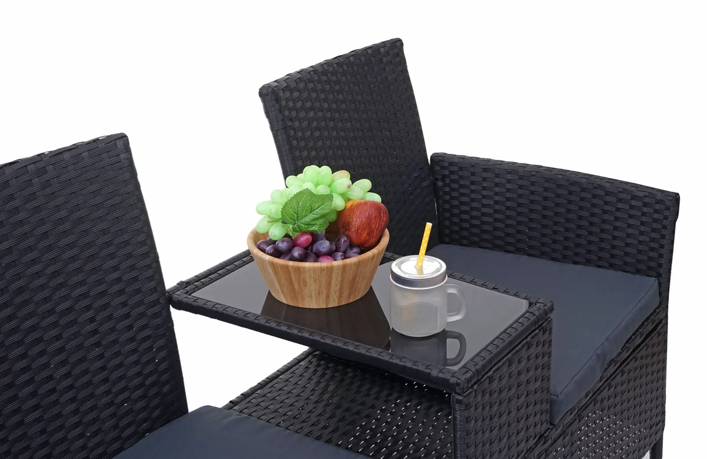 Poly-Rattan Sitzbank mit Tisch E24