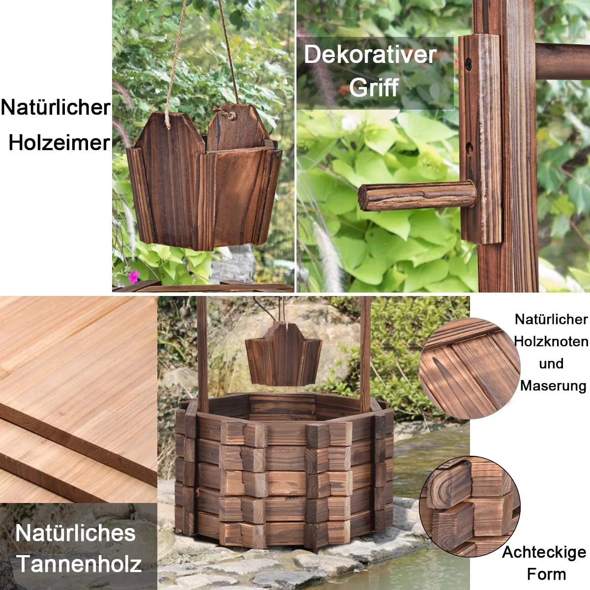 Holzbrunnen mit Dach Wunschbrunnen