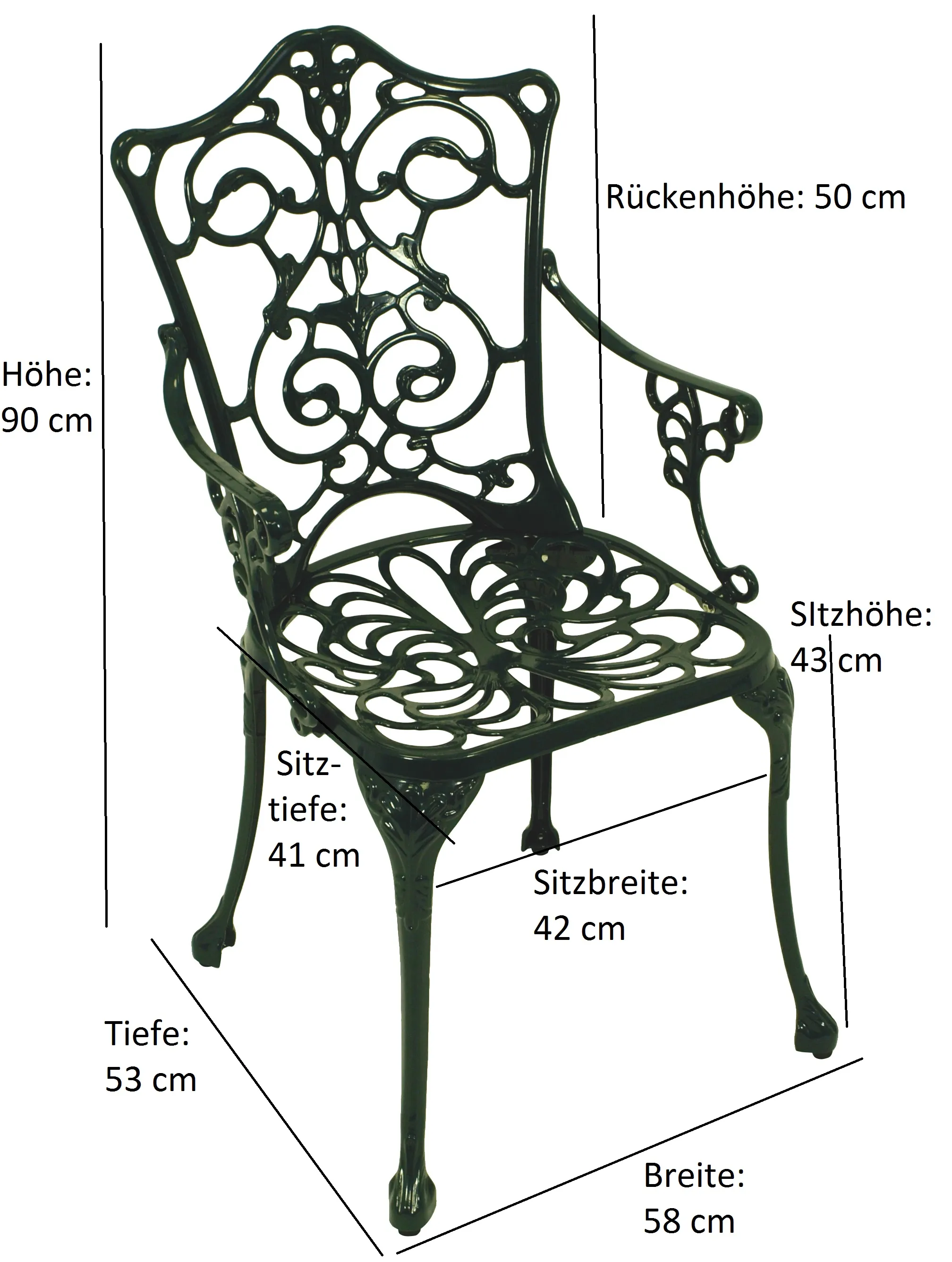 Bistroset Jugendstil 5-teilig, Aluguss