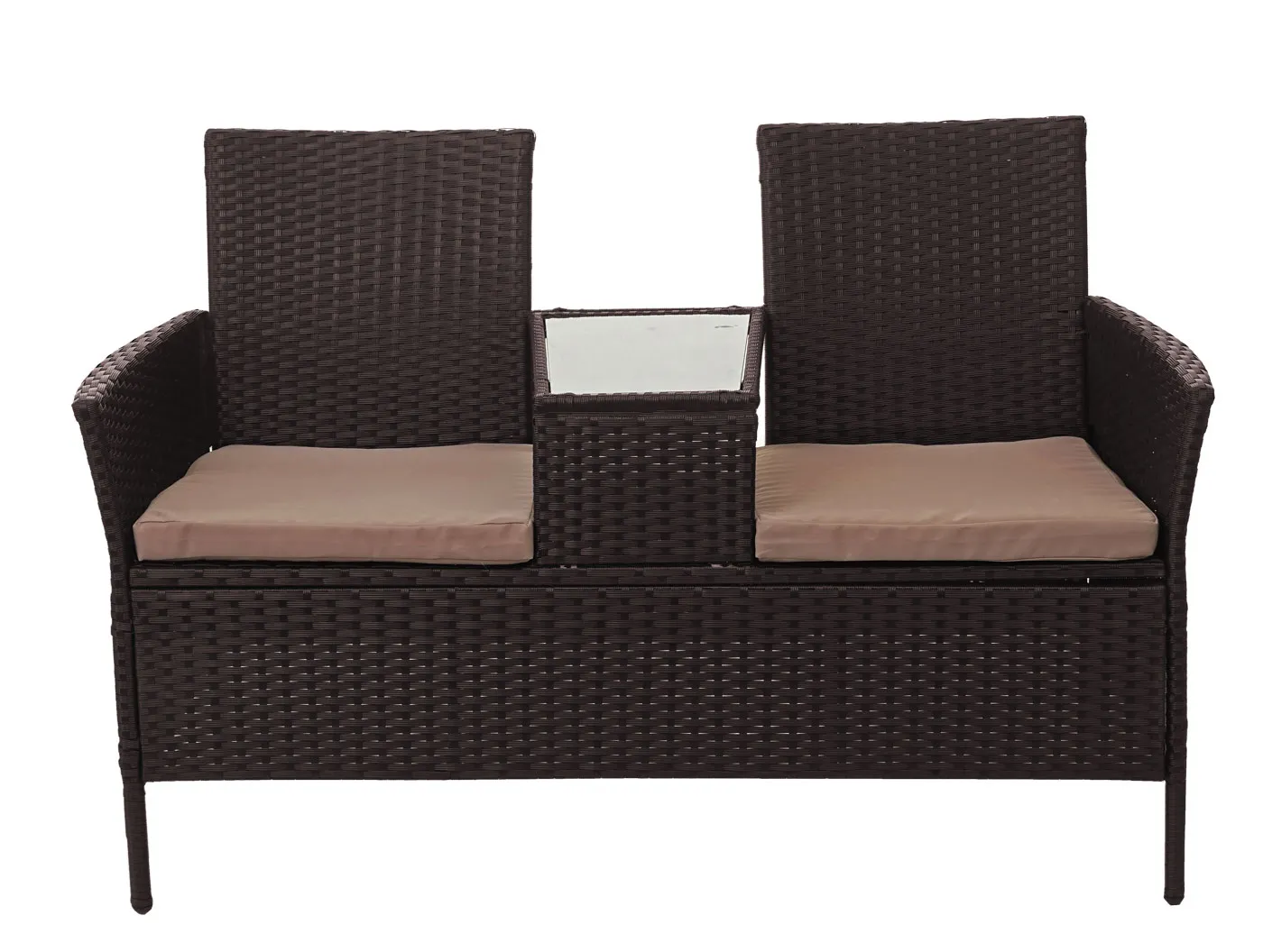 Poly-Rattan Sitzbank mit Tisch E24