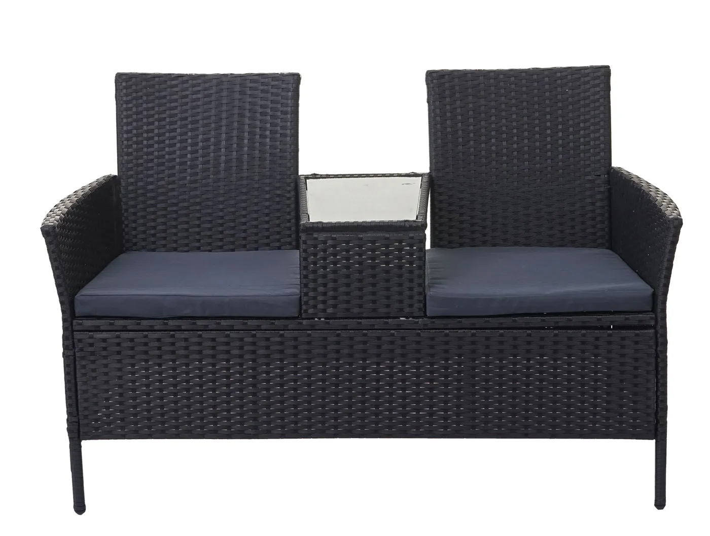 Poly-Rattan Sitzbank mit Tisch E24