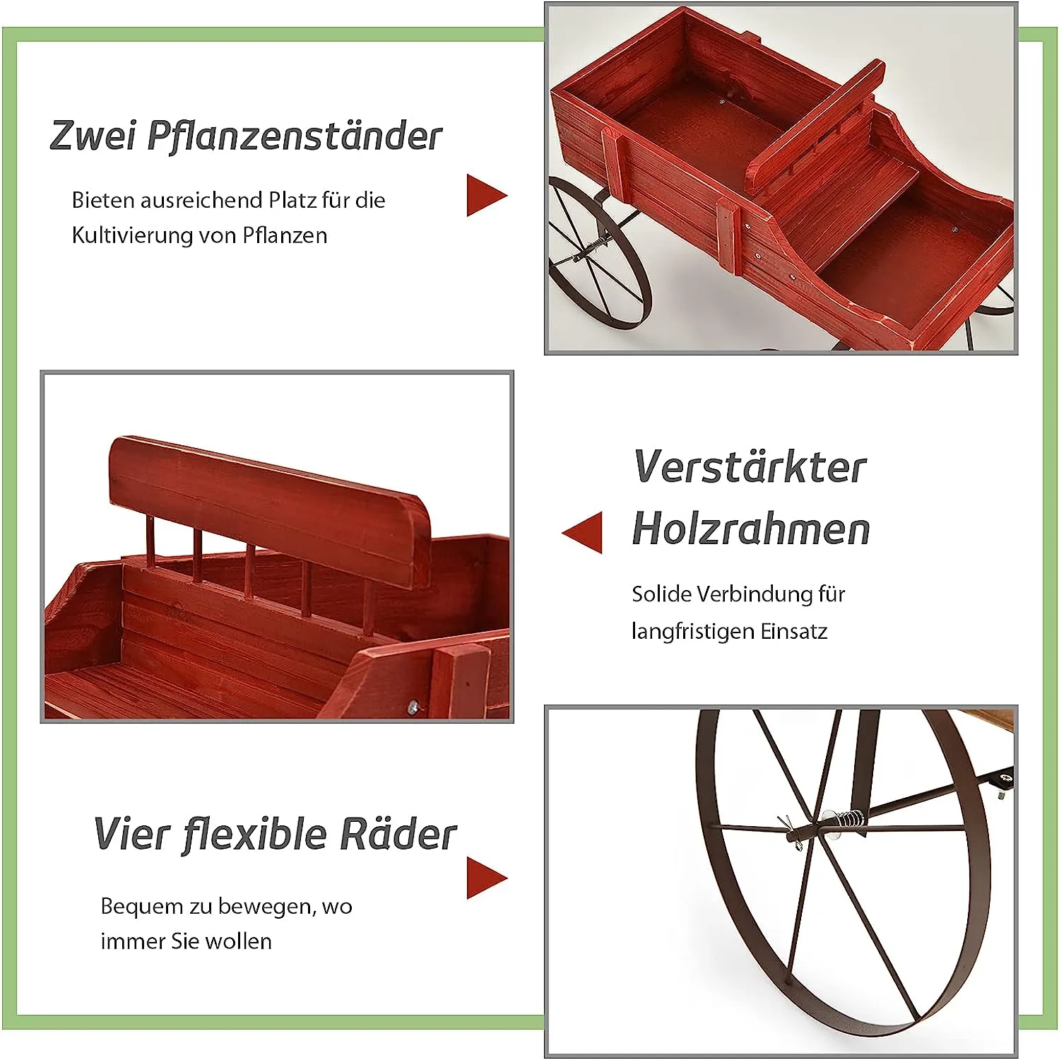 Blumenständer Holzwagen Pflanzwagen