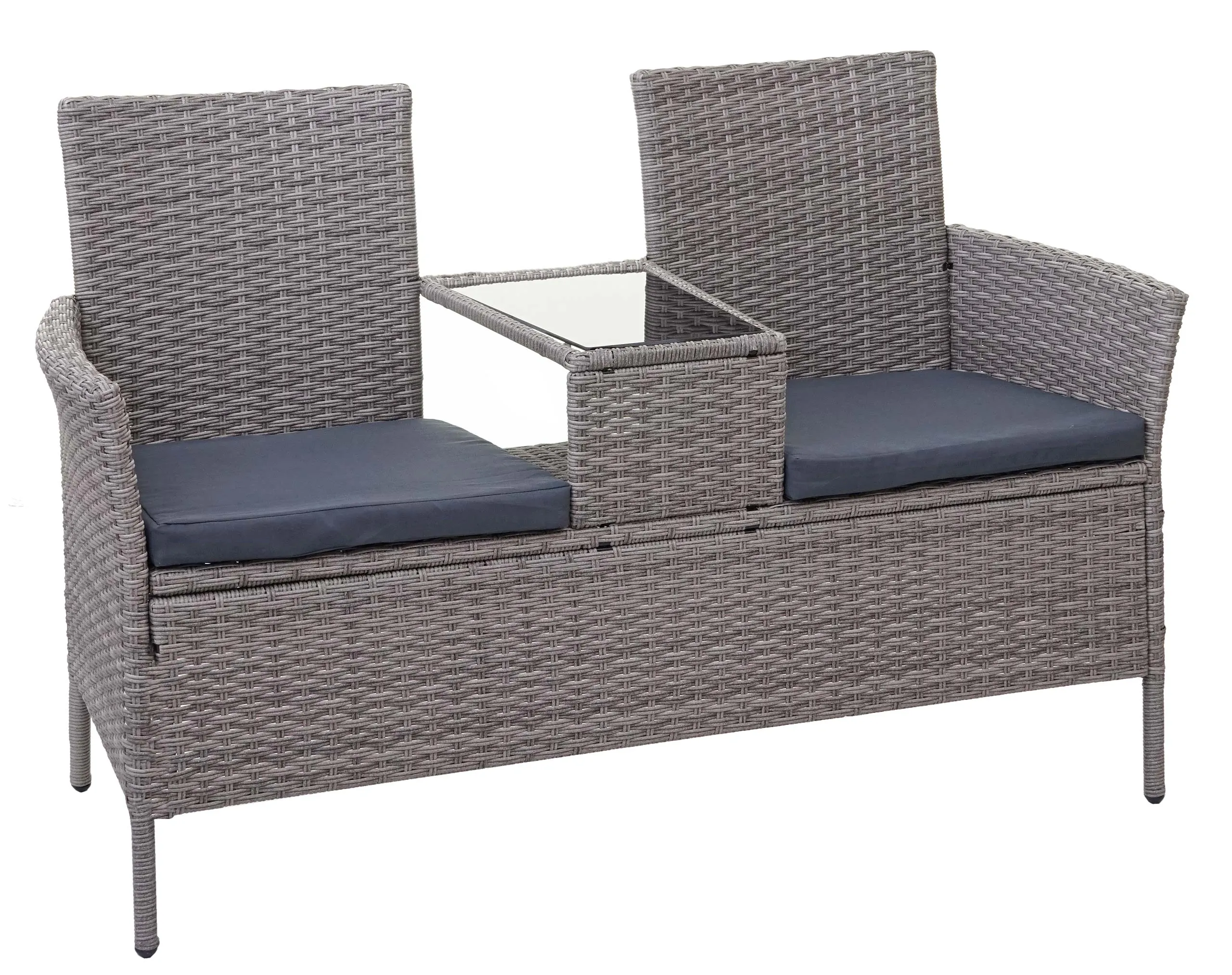 Poly-Rattan Sitzbank mit Tisch E24