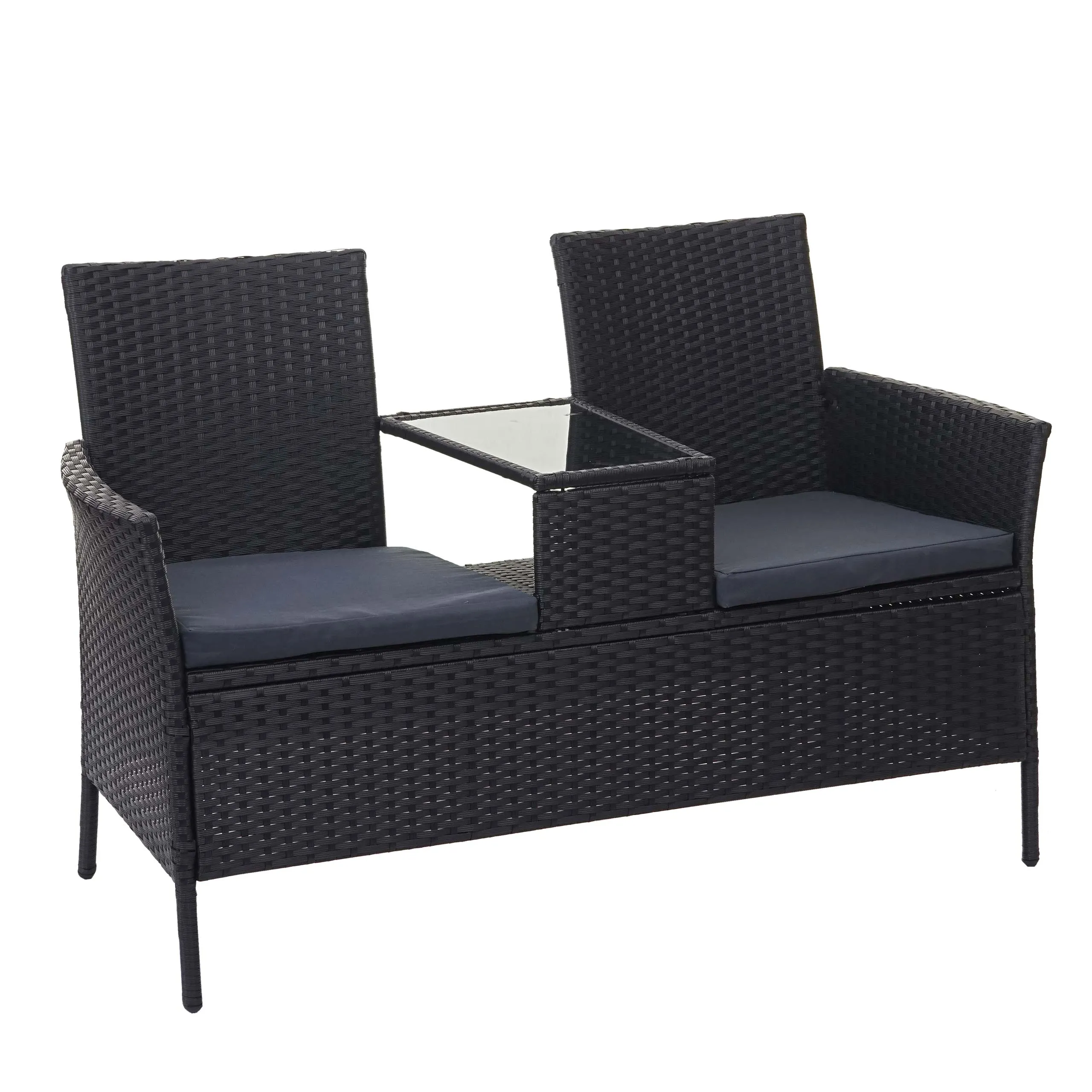 Poly-Rattan Sitzbank mit Tisch E24