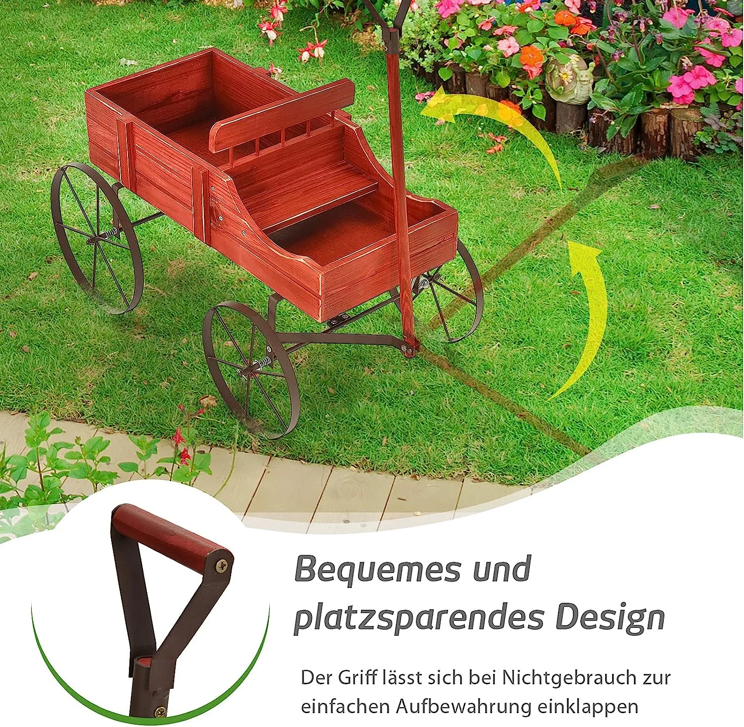 Blumenständer Holzwagen Pflanzwagen