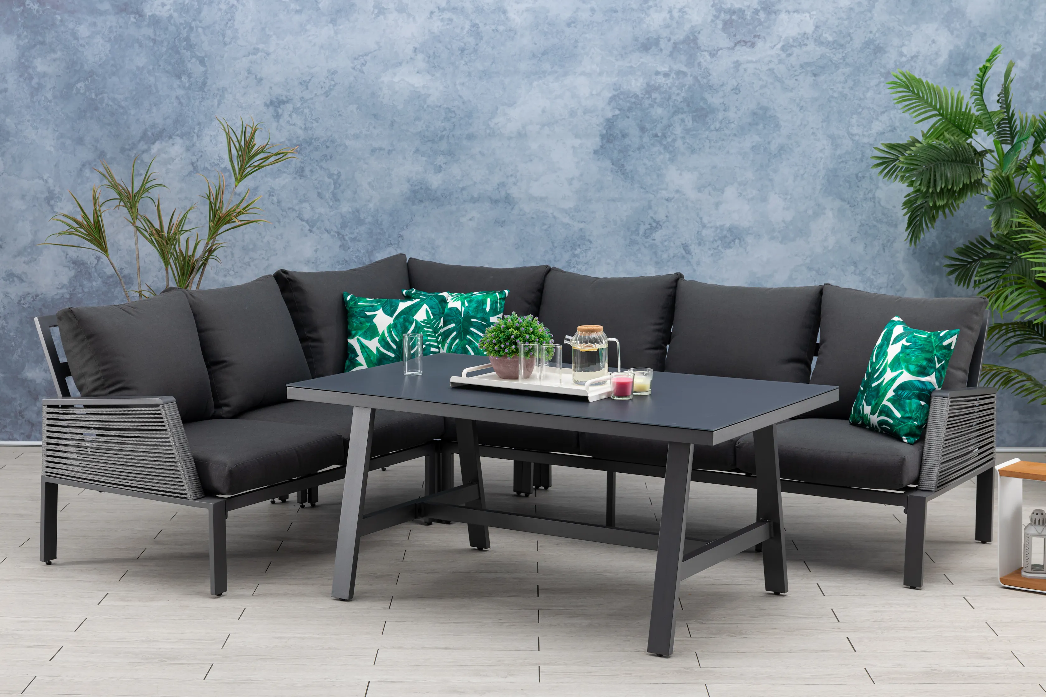 Alu / Rope Dining Eck Lounge Set Elba