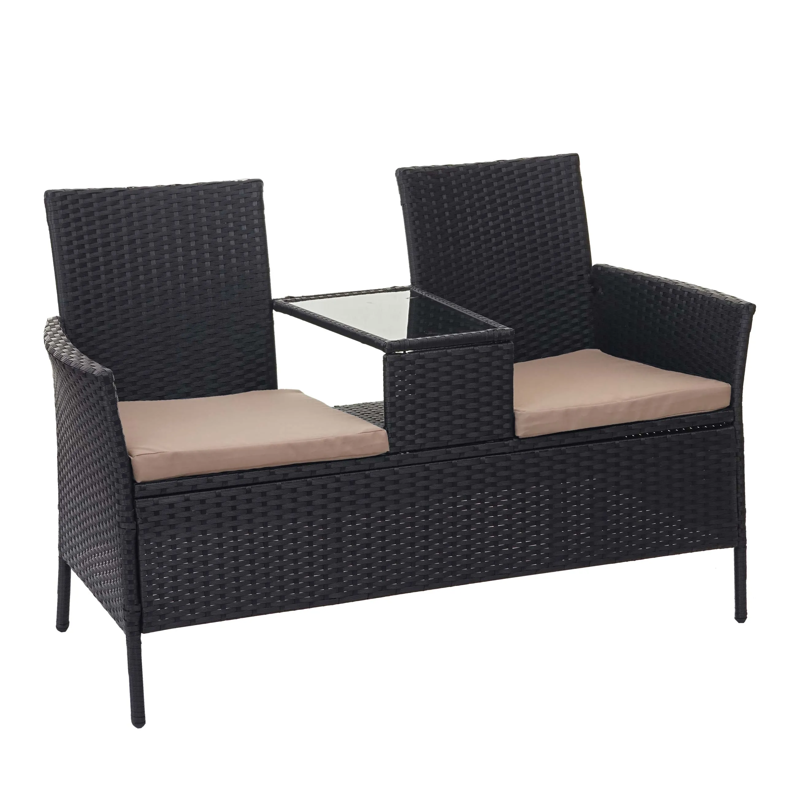 Poly-Rattan Sitzbank mit Tisch E24