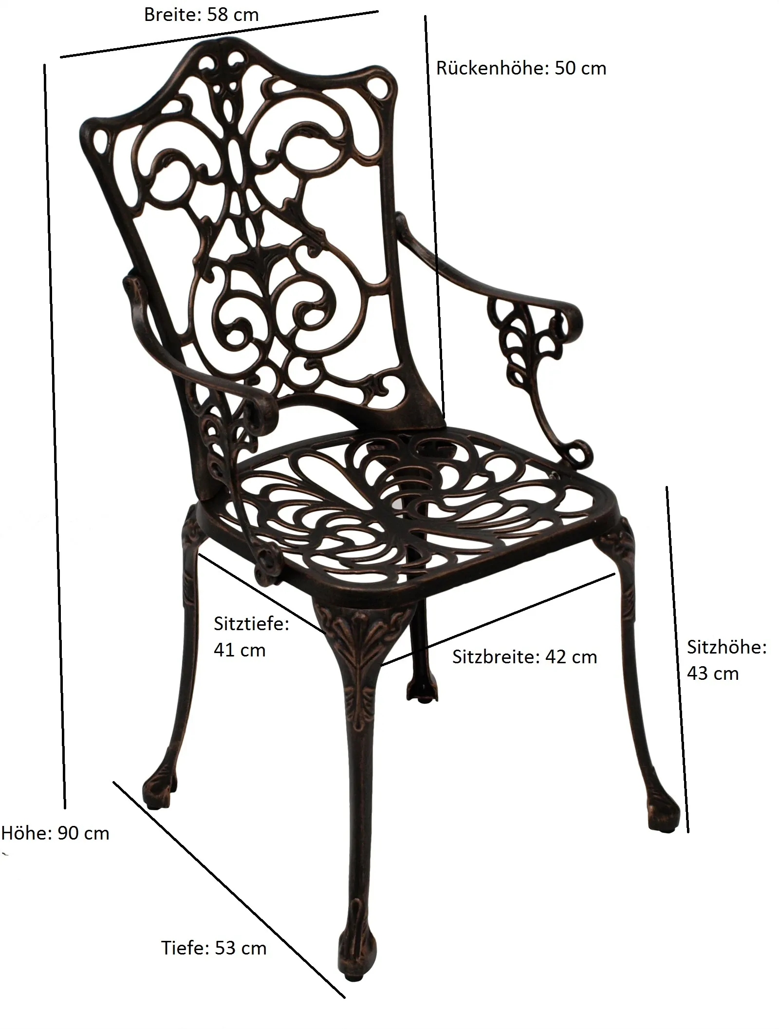 Bistroset Jugendstil 3-teilig, Aluguss