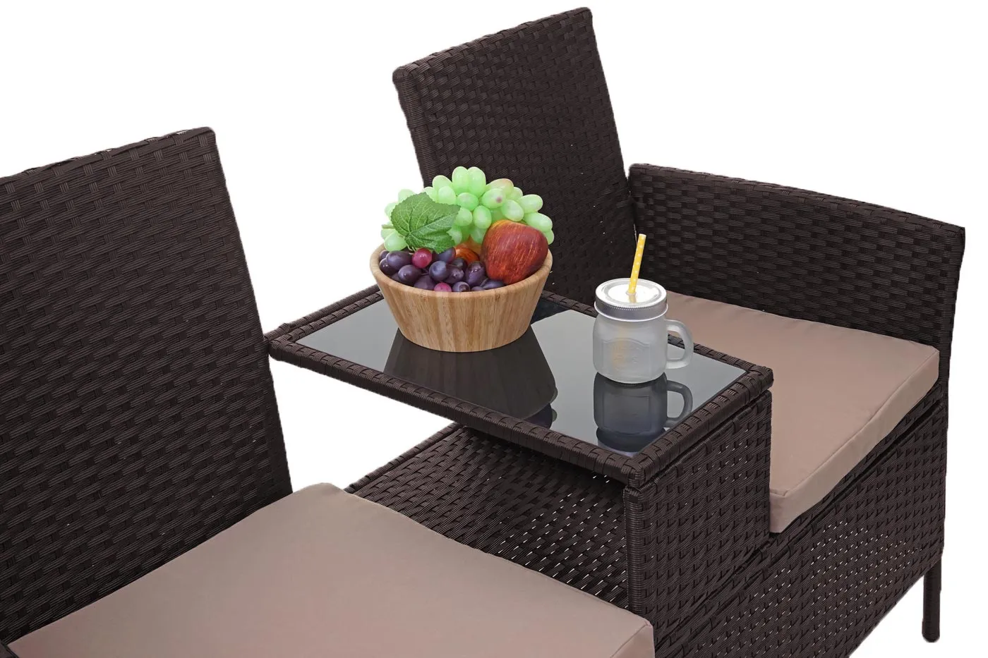 Poly-Rattan Sitzbank mit Tisch E24