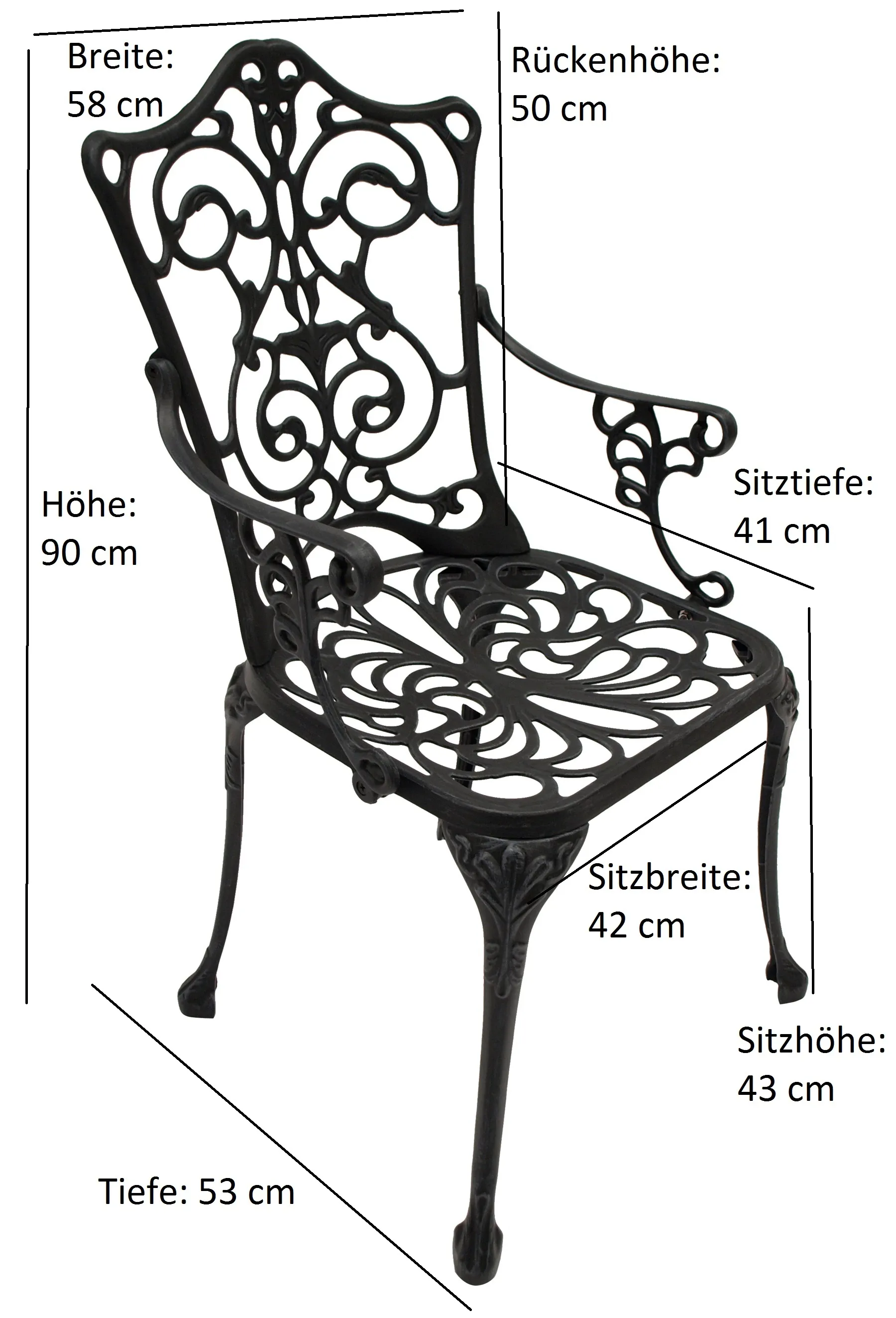 Bistroset Jugendstil 3-teilig, Aluguss