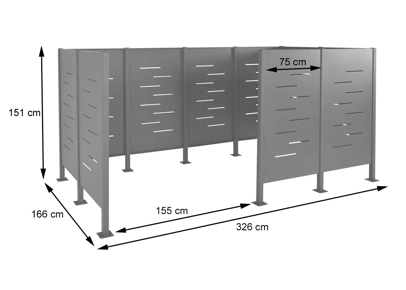 Mülltonnen-Zaun J55 Metall