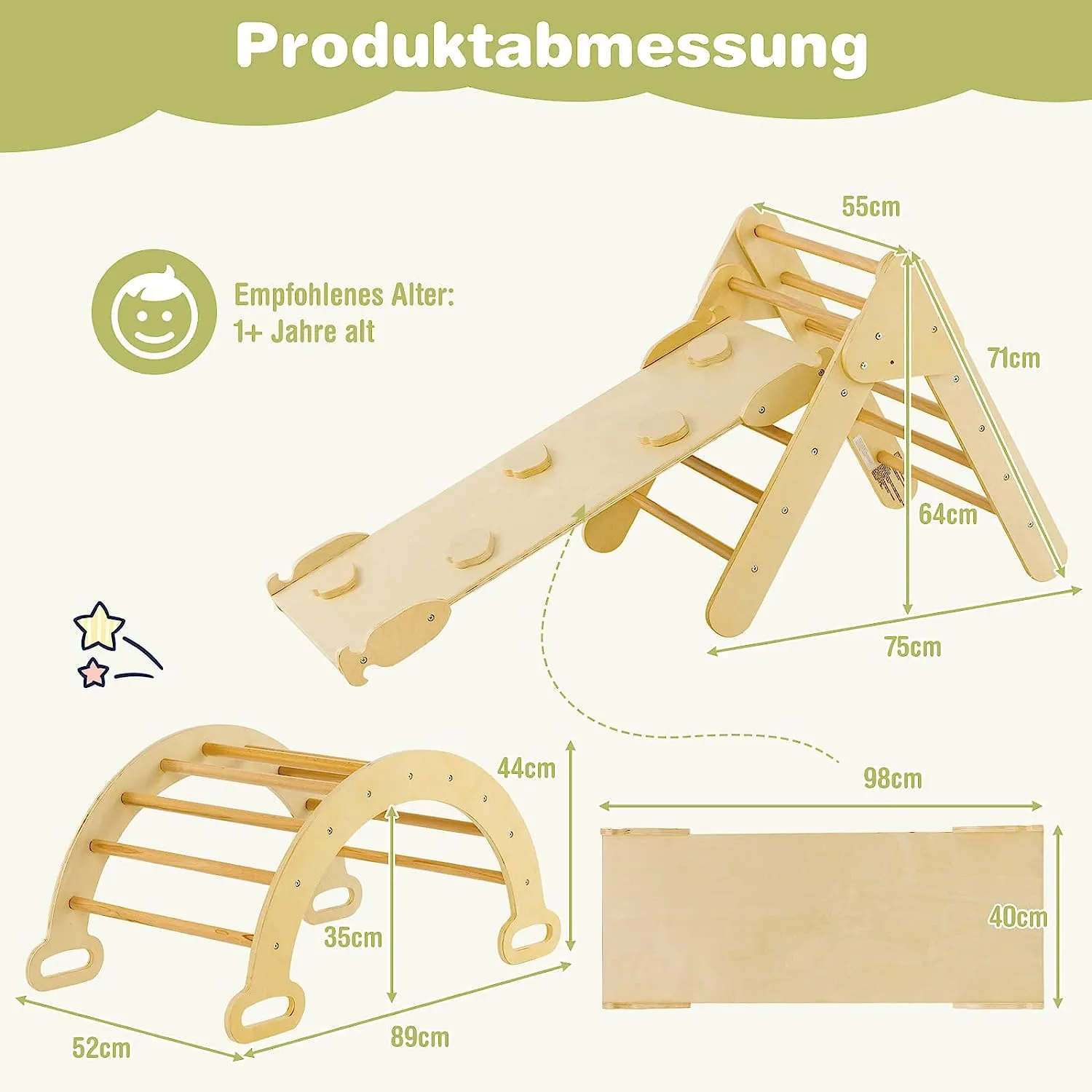 Klettergerüst mit doppelseitigen Rampe