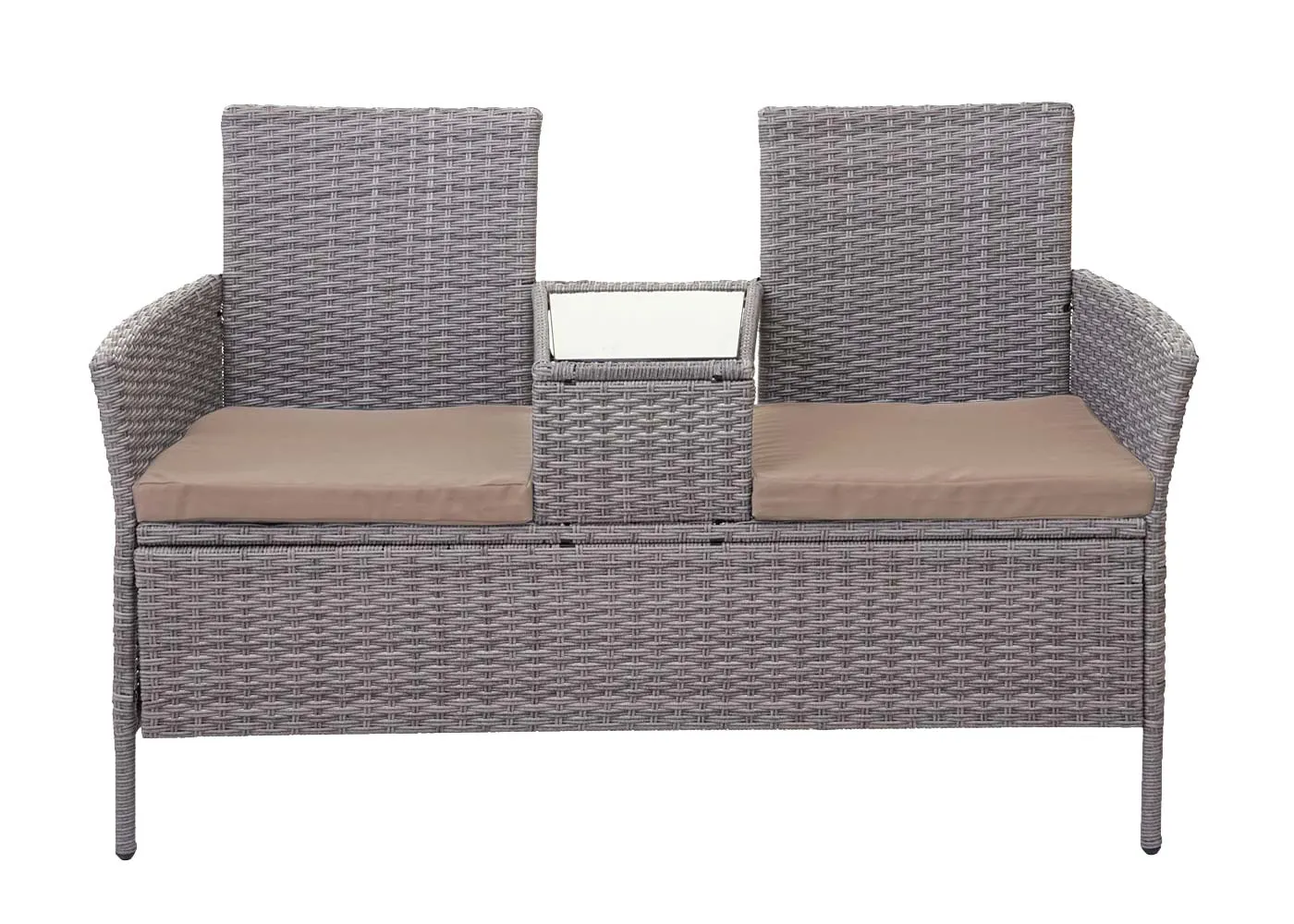 Poly-Rattan Sitzbank mit Tisch E24