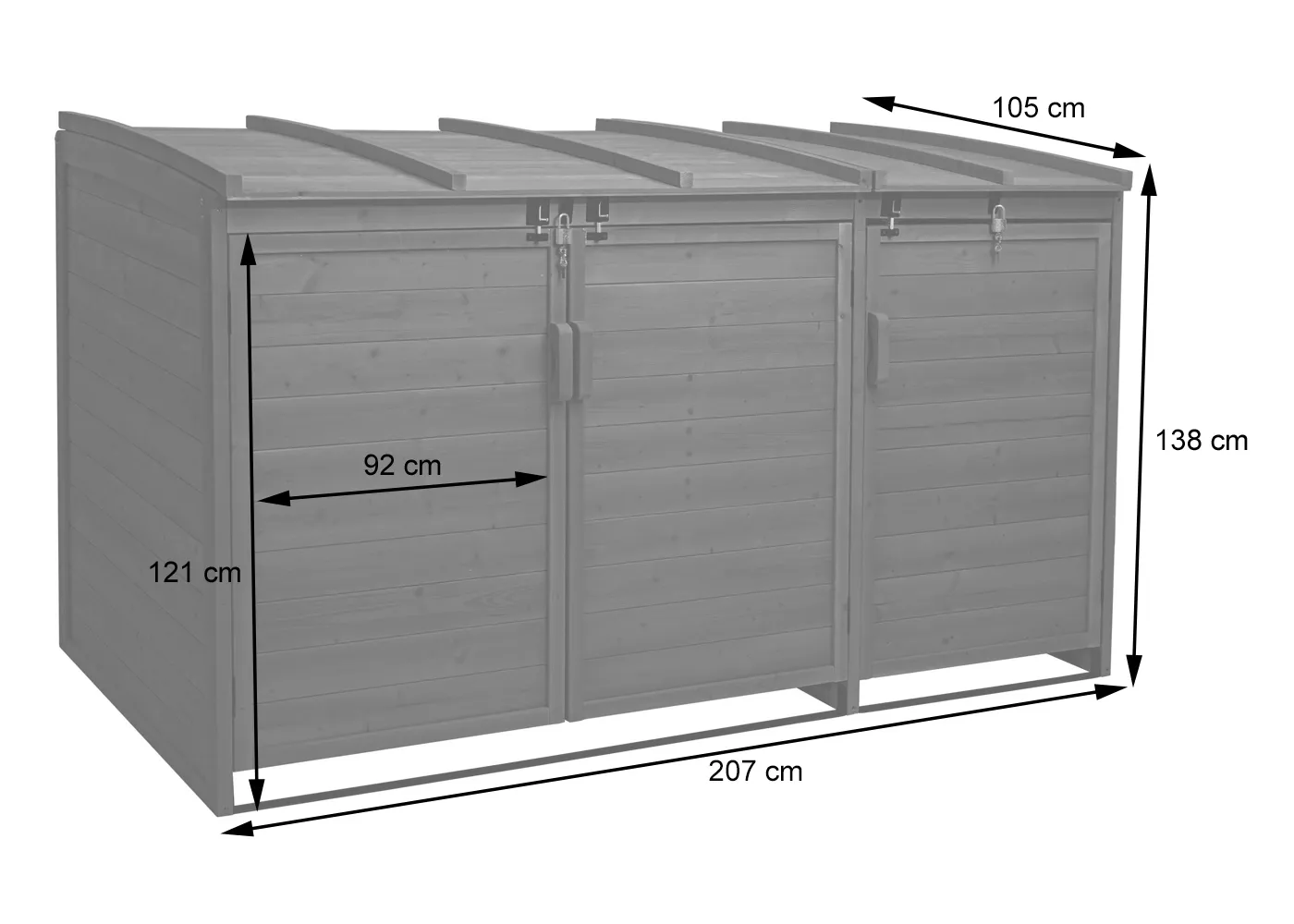 3er/6er Mülltonnenverkleidung H75b