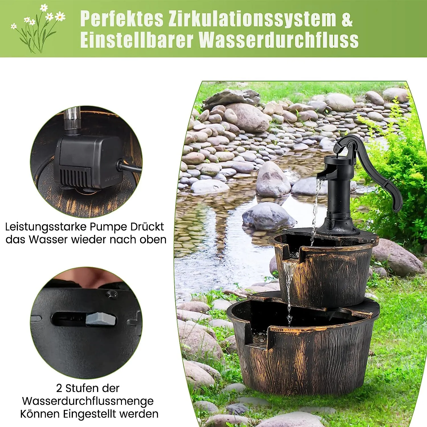 Gartenbrunnen mit Wasserpumpe