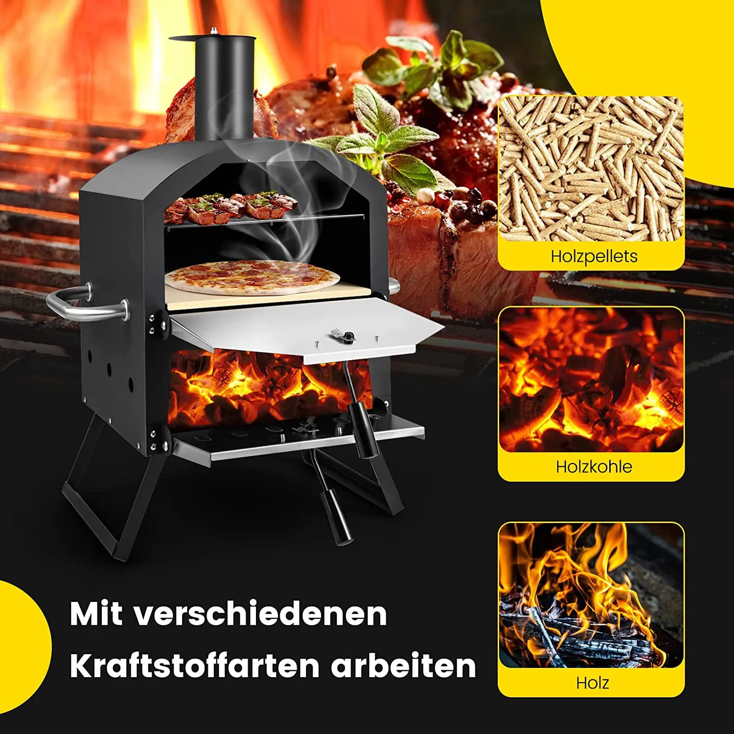 2-lagigem Pizzaofen mit Grillrost