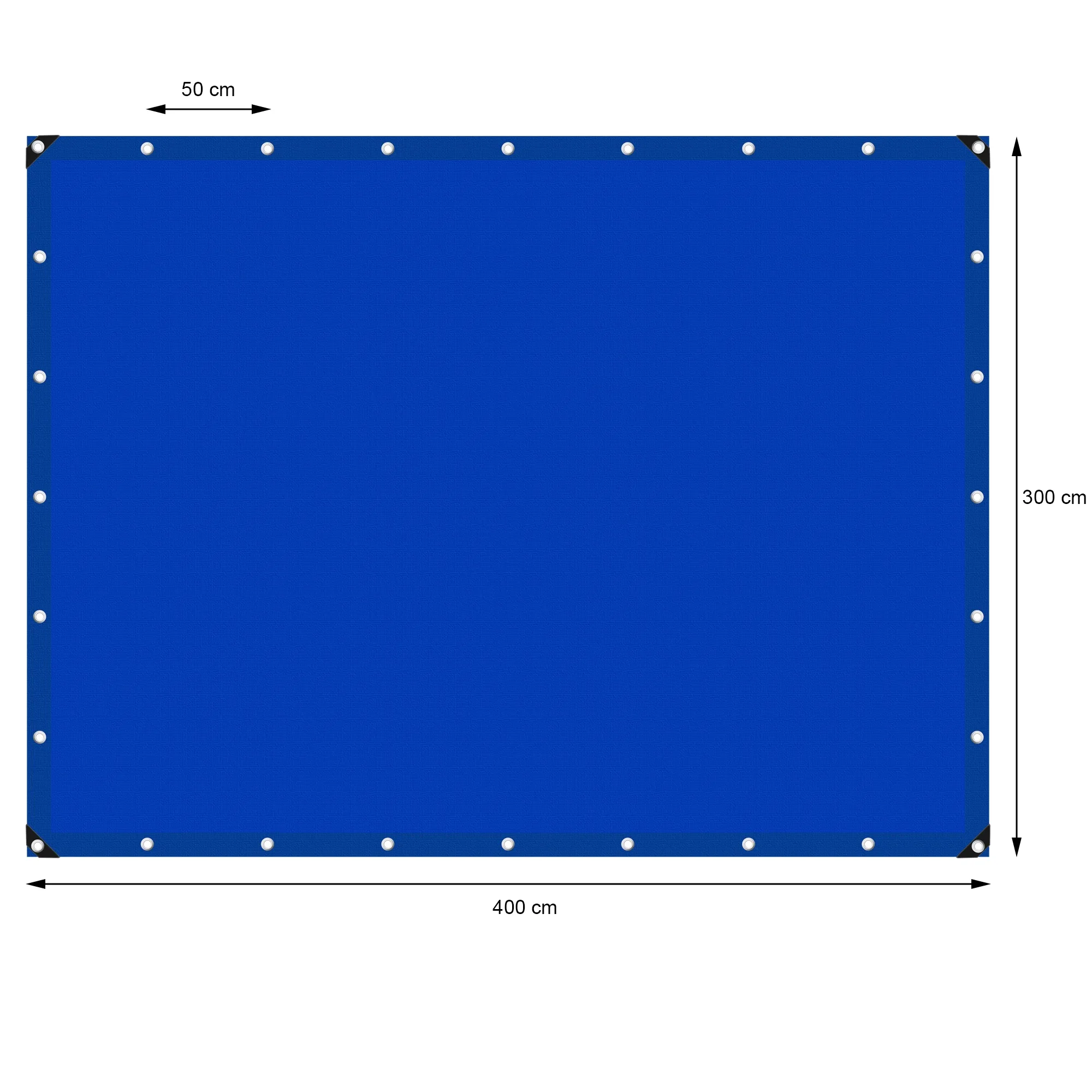 Abdeckplane mit Ösen 3x4 m 260g/m² Blau