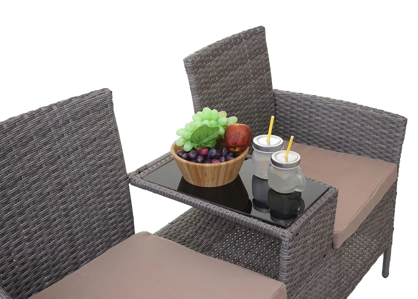 Poly-Rattan Sitzbank mit Tisch E24