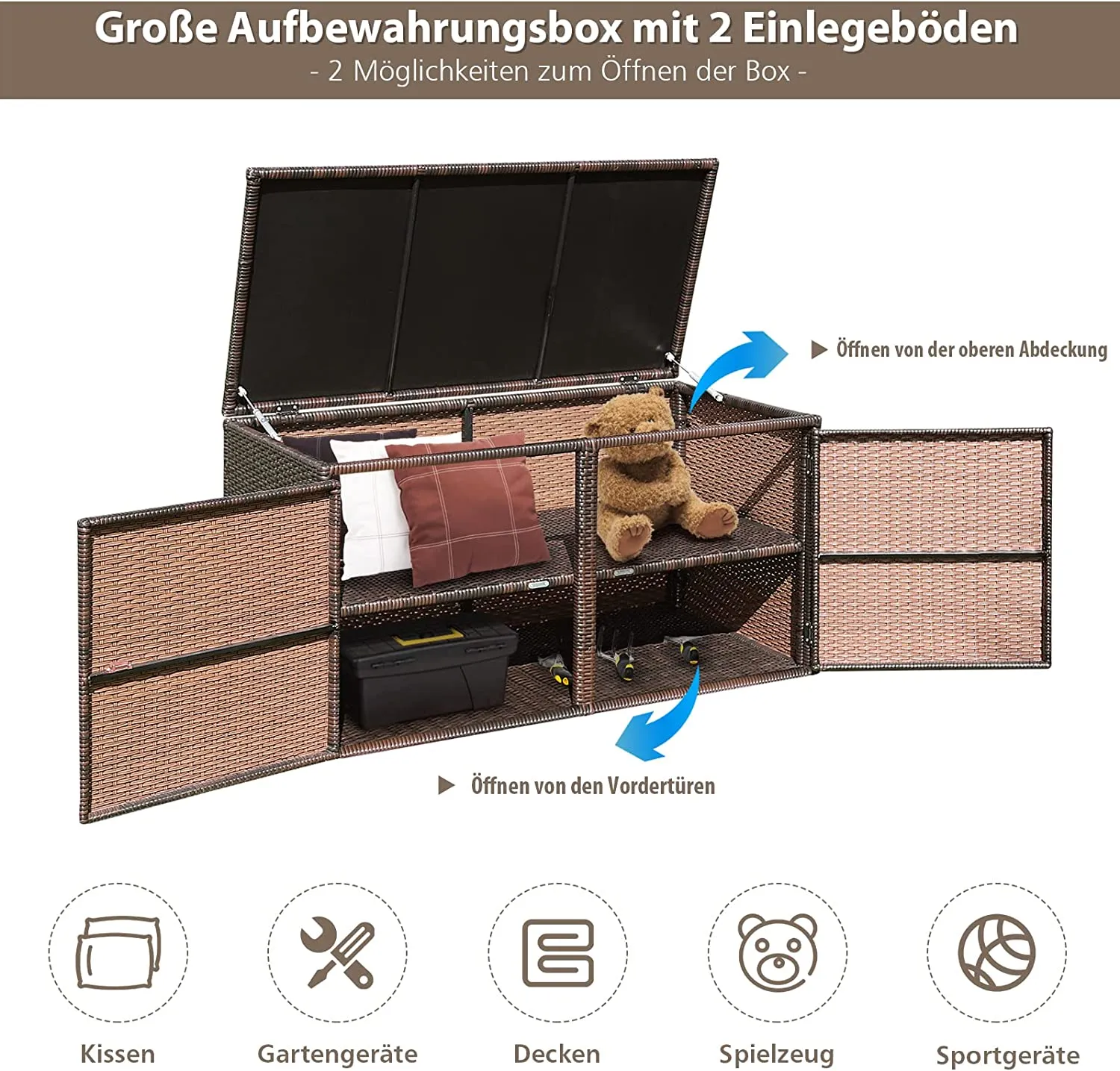 Auflagenbox Rattan 335L Stauraum