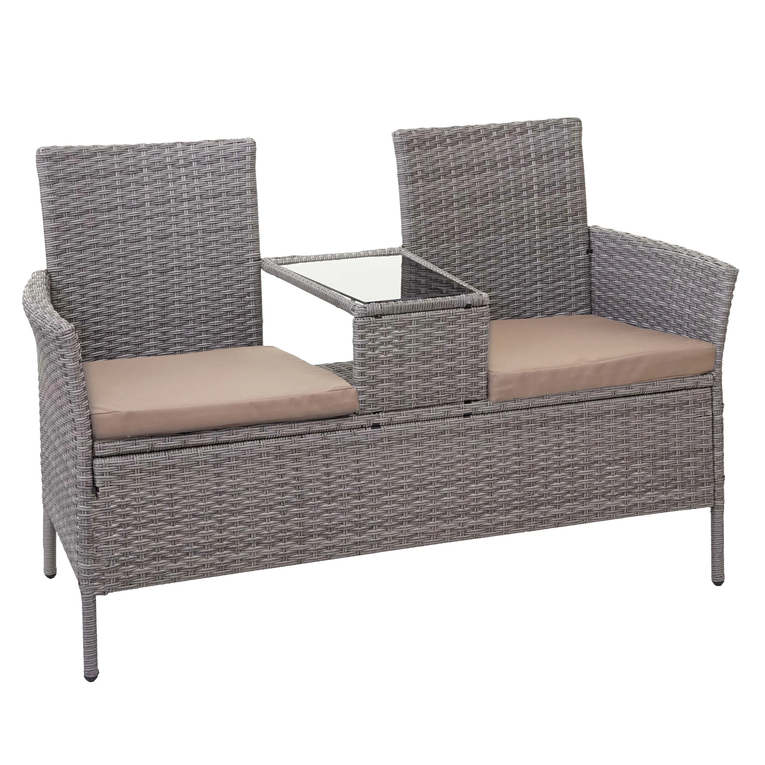 Poly-Rattan Sitzbank mit Tisch E24