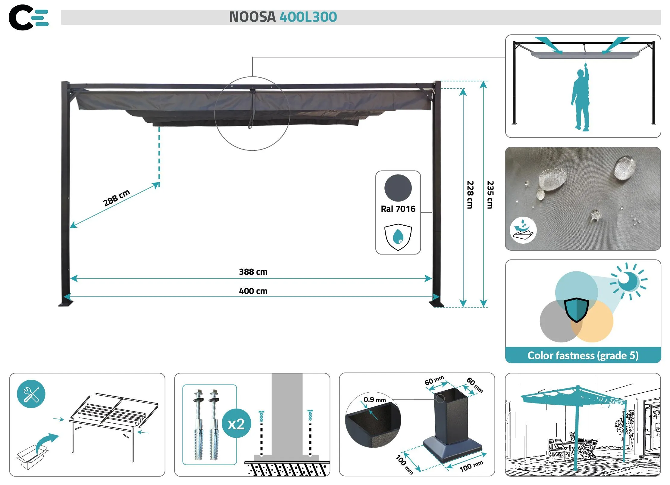 Pergola NOOSA Wandmontage