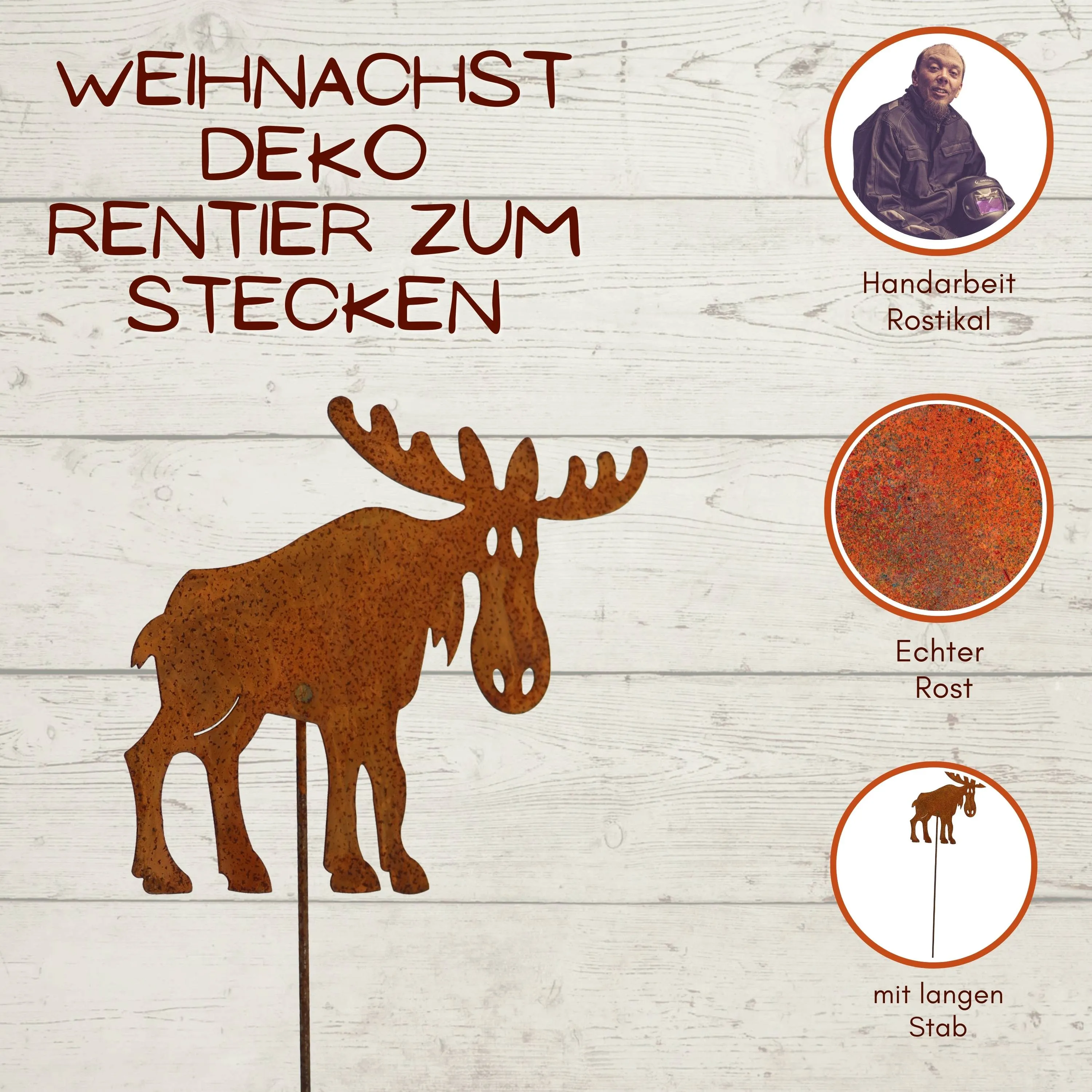 Rentier Weihnachtsdeko Gartenstecker