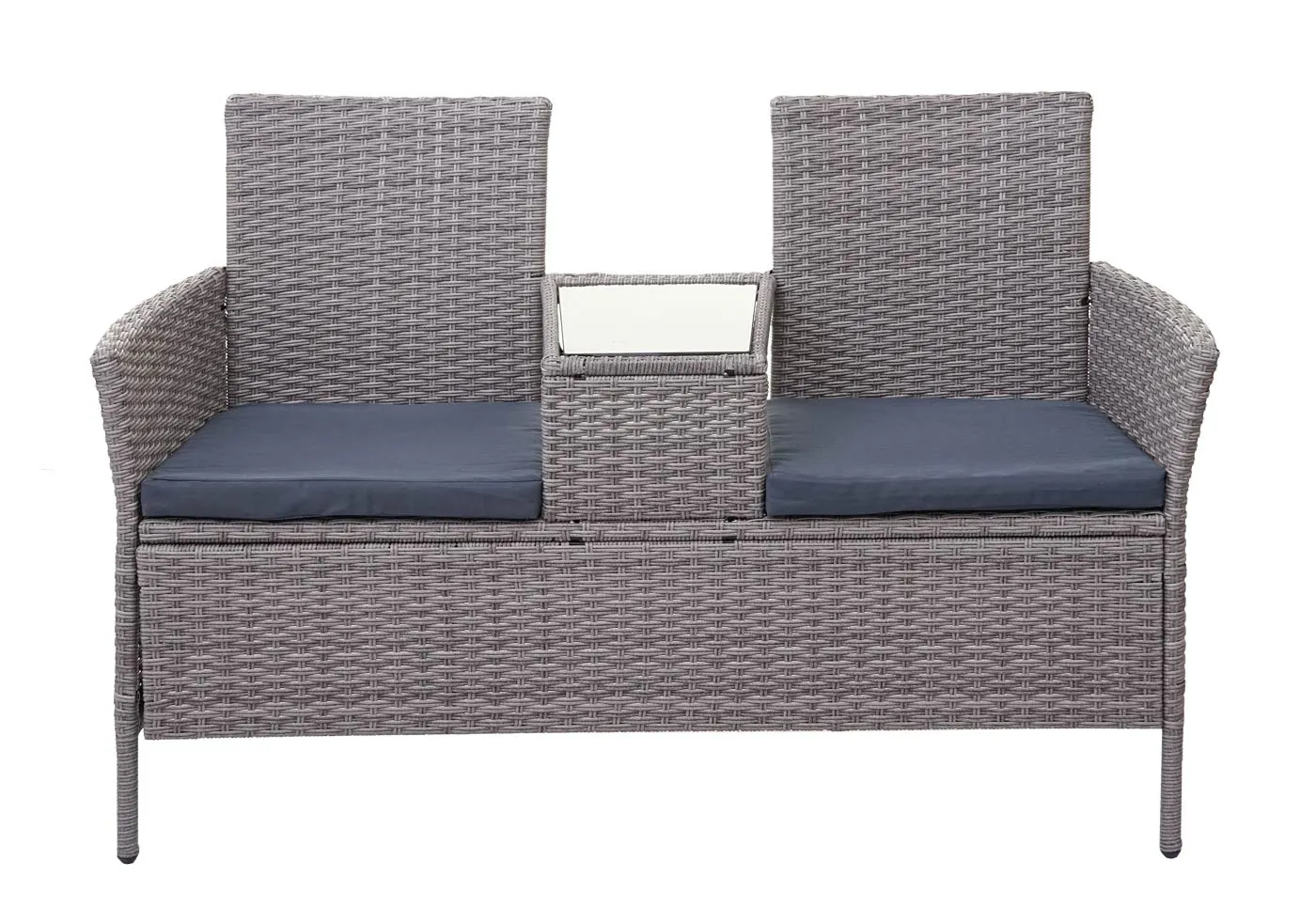 Poly-Rattan Sitzbank mit Tisch E24