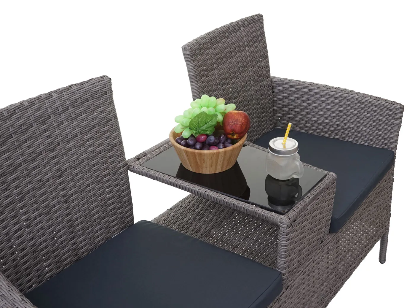 Poly-Rattan Sitzbank mit Tisch E24